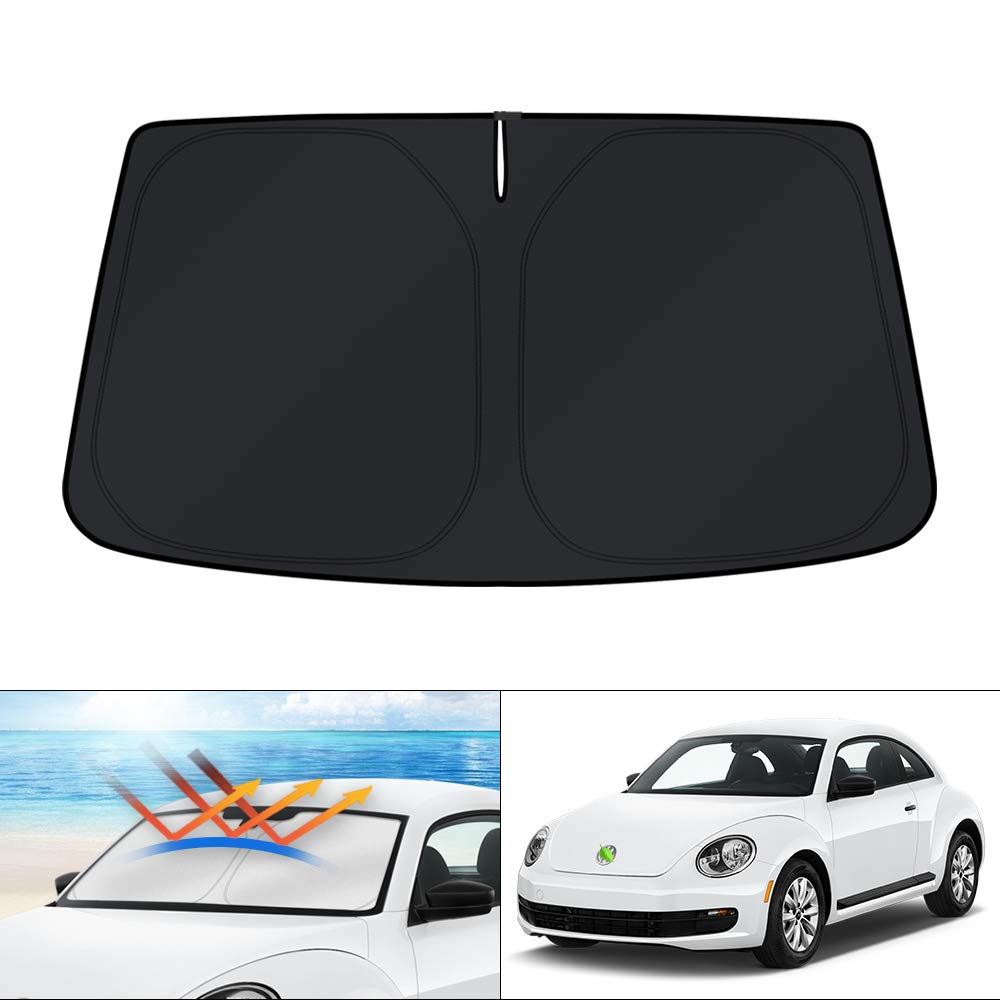 KUST Windshield Sun Shade for 2017-2026 Tesla Model Y/Model 3 Sunshade Accessories (Fit 2025-2026 Model Y Juniper / 2024 Model 3 Highland) Upgraded Foldable Sunshade, Blocks UV Rays Keep Car Cool
