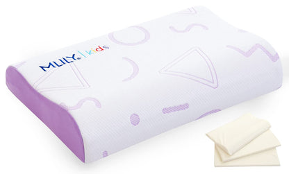 MLILY Kids Pillow for Sleeping, Adjustable Kids Memory Foam Pillow for Bed Set, Breathable and Cooling Pillows for Kids Boy Girl, CertiPUR-US Certified, 12x20 Inch, Blue