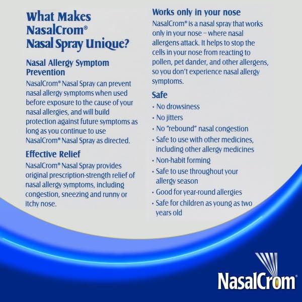 NasalCrom Nasal Spray Allergy Symptom Controller | 200 Sprays | .88 FL OZ (4 Pack)