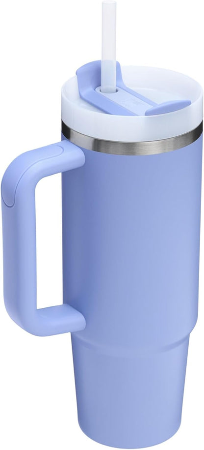 Vaso Stanley Quencher H2.0 con asa y pajita de 40 oz | Tapa Flowstate de 3 posiciones | Compatible con portavasos para viajes | Vaso térmico de acero inoxidable | Sin BPA | Arándano