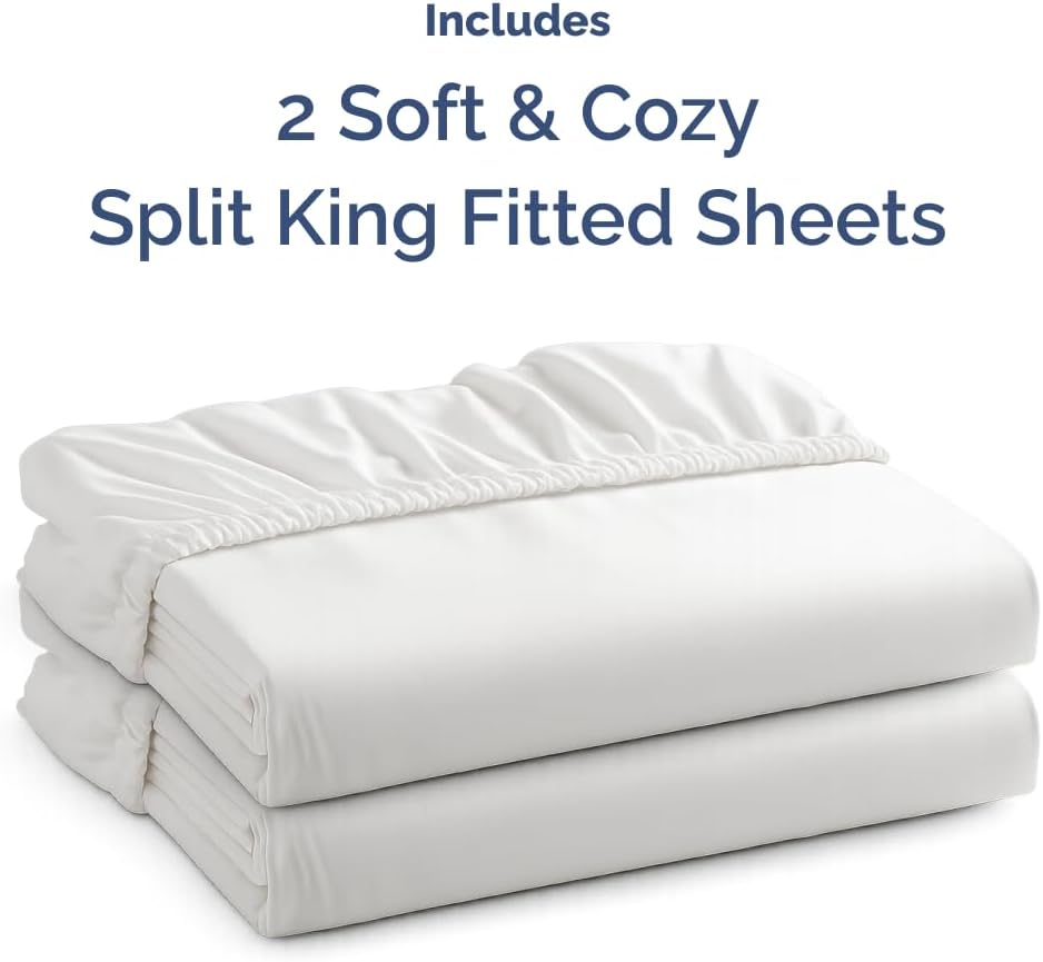 Spannbetttuch King-Size – Einzelnes Spannbetttuch unten – Ultraweiche Hotel-Luxus-Bettwäsche mit 20-40 cm tiefen Taschen – Atmungsaktiv, kühlend & knitterfrei – Pflegeleicht, farb- & schrumpffest – Weiß
