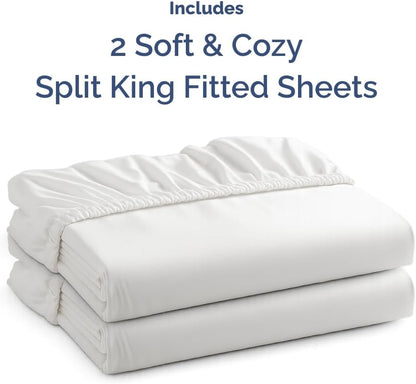 Spannbetttuch King-Size – Einzelnes Spannbetttuch unten – Ultraweiche Hotel-Luxus-Bettwäsche mit 20-40 cm tiefen Taschen – Atmungsaktiv, kühlend & knitterfrei – Pflegeleicht, farb- & schrumpffest – Weiß