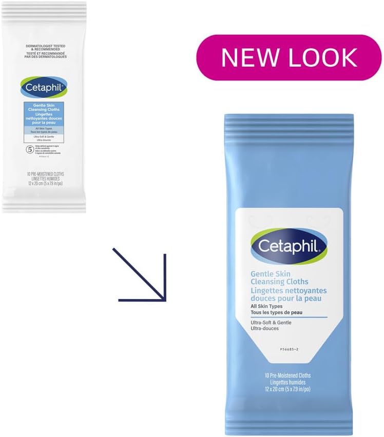 Cetaphil Sanfte Make-up Entferner-Tücher mit Aloe Vera, Kamille und Grünem Tee – Parfümfrei, Reizlindernd, Parabenfrei – Für alle Hauttypen, 25 Stück