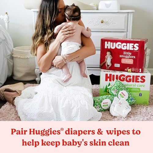 Huggies Natural Care Sensitive Baby-Feuchttücher, parfümfrei, hypoallergen, 99 % gereinigtes Wasser, 15 Flip-Top-Packungen (insgesamt 960 Tücher)