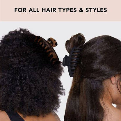 Kitsch Mittelgroße Haarspangen für Damen, starker Halt, Haarclips aus recyceltem Kunststoff für dickes Haar | Ideal für Hochsteckfrisuren, halb offene Frisuren | Ideale Geschenke für Frauen – 2 Stück, Schwarz und Schildpatt