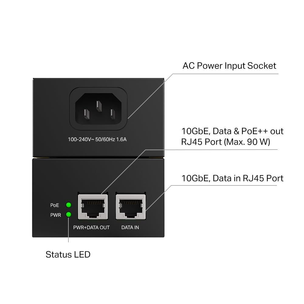 TP-Link Omada 2.5GE PoE+ Injector | Non-PoE to PoE Adapter | 802.3at/af Compliant | Up to 30W | Wall Mountable | Plug&Play | Up to 100m(328 ft) | UL Certified(POE260S)