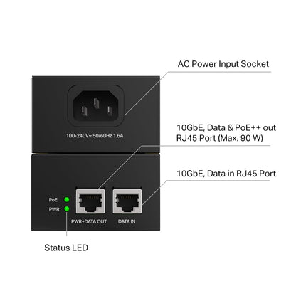 TP-Link Omada 2.5GE PoE+ Injector | Non-PoE to PoE Adapter | 802.3at/af Compliant | Up to 30W | Wall Mountable | Plug&Play | Up to 100m(328 ft) | UL Certified(POE260S)