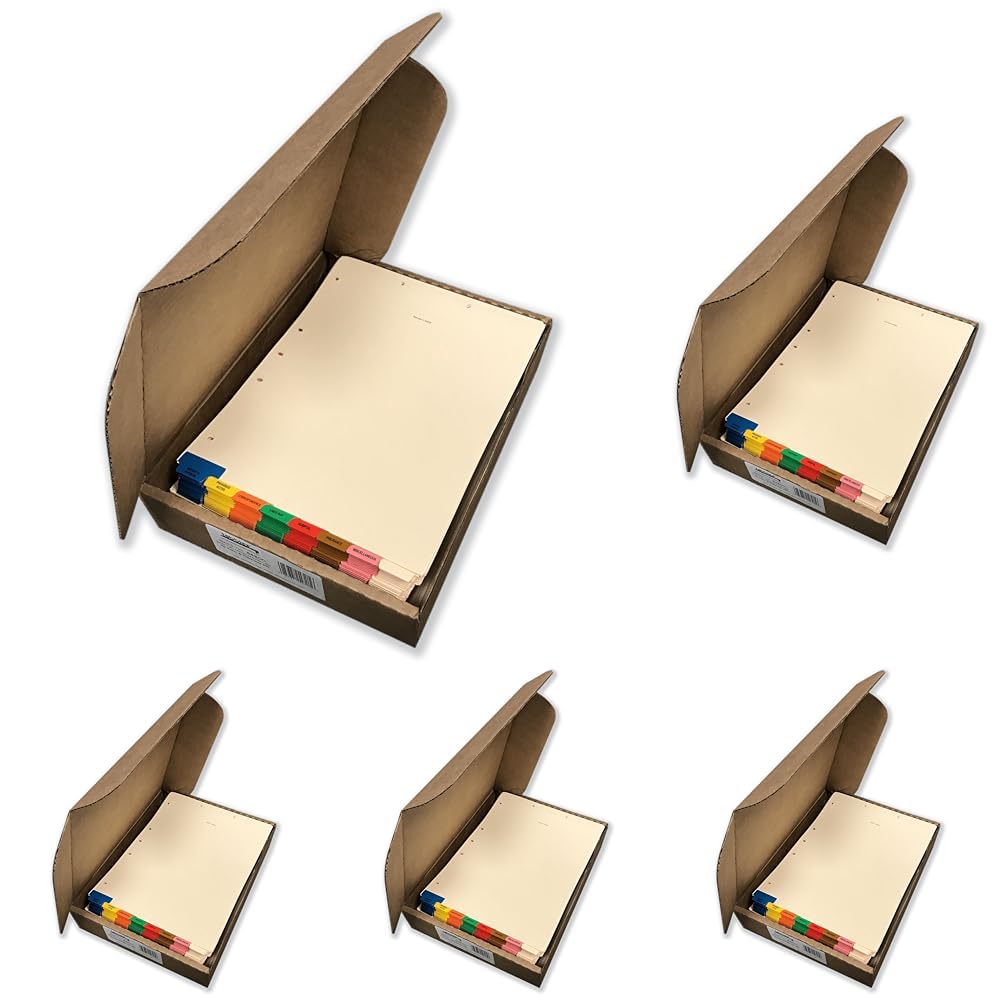 Tabbies 8-Bottom Tab Medical Chart Index Set , Red, Brown, Blue, Orange, Yellow, Green , 8-1/2" x 11-3/8"