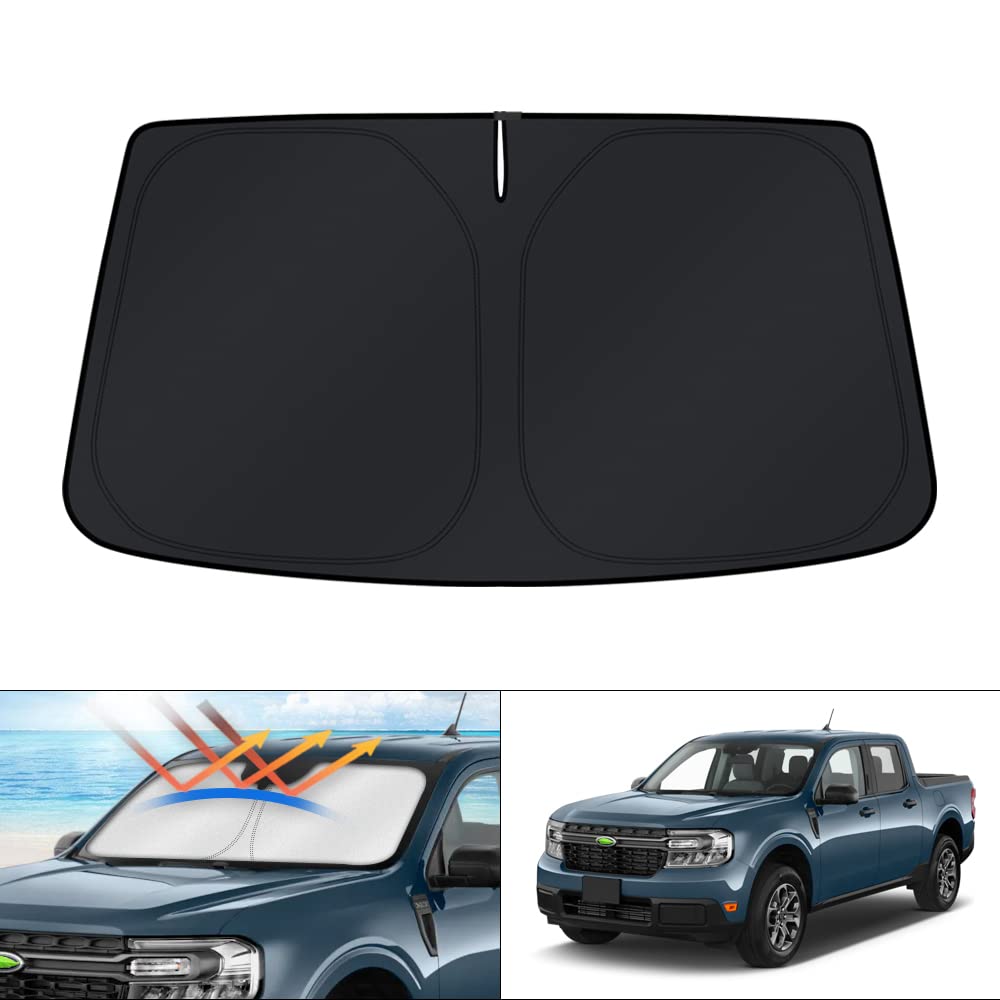 KUST Windshield Sun Shade for 2017-2026 Tesla Model Y/Model 3 Sunshade Accessories (Fit 2025-2026 Model Y Juniper / 2024 Model 3 Highland) Upgraded Foldable Sunshade, Blocks UV Rays Keep Car Cool