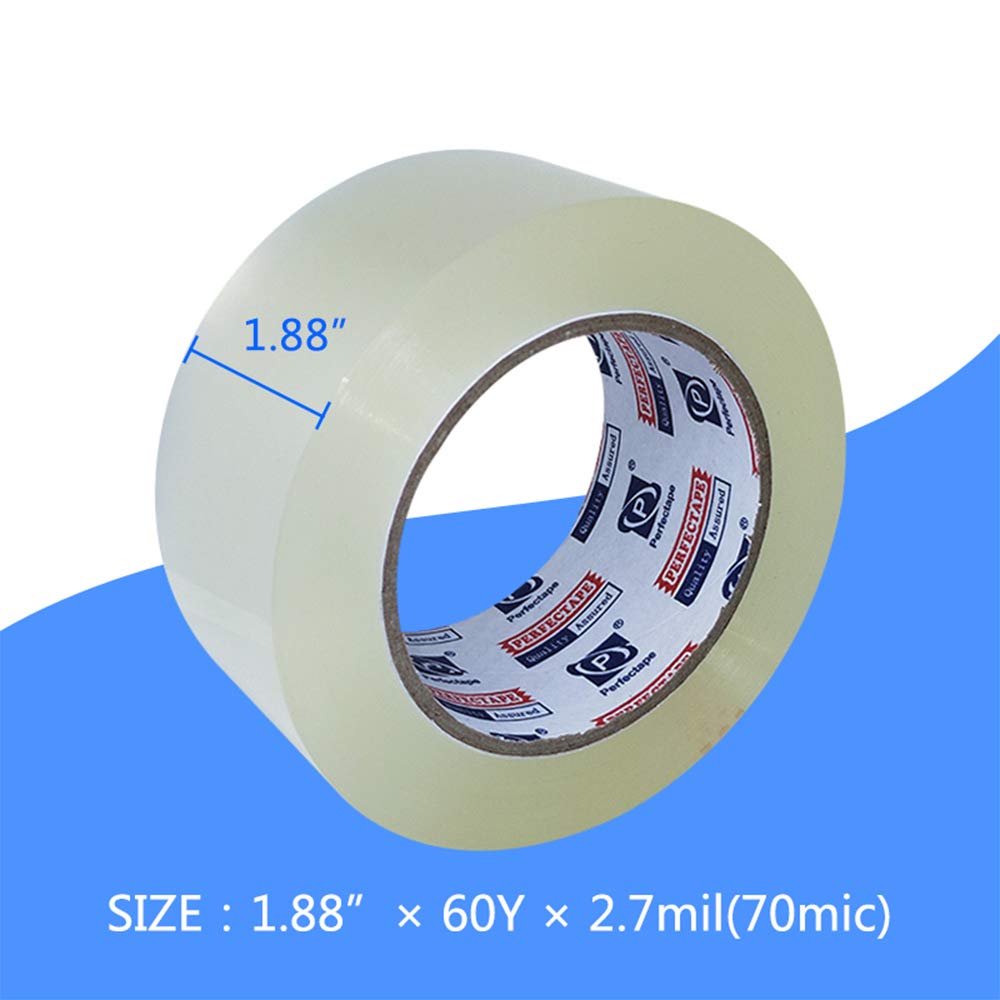 PERFECTAPE Schwerlast-Klebeband 6 Rollen, insgesamt 360 Yards, transparent, 2,7 mil, 48 mm x 55 m, ultrastark, Nachfüllpackung für Verpackung und Versand
