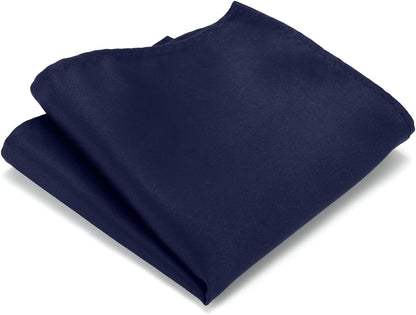 JUNMEISI Black Tie Set in Gift Box Mens Solid Color 3.15" (8CM) Black Necktie and Pocket Square Set