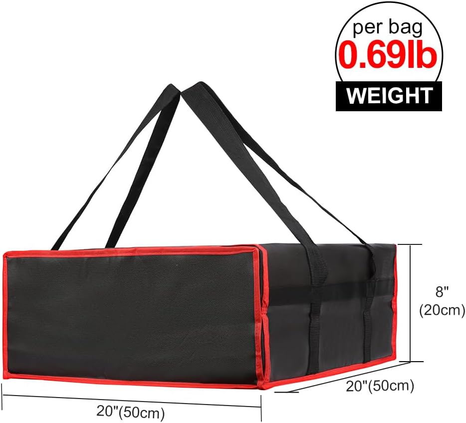 Bodaon Isolierte Essensliefertasche - Warm- & Kalthaltetransporttasche, Catering/Doordash Pizzawärmer, Einkaufstasche, Kühltasche für Partys (Schwarz-Rot, 1 St.), Ideal für den Transport warmer Speisen