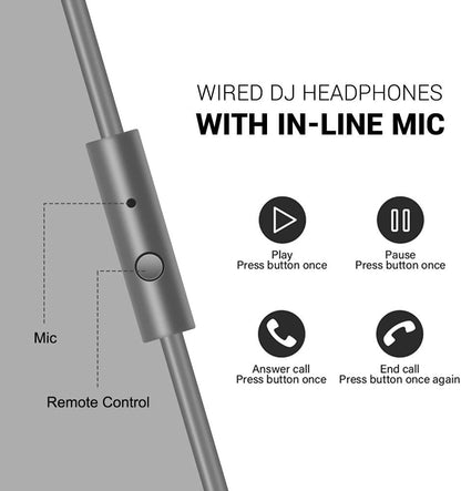 OneOdio Pro-10 Over-Ear Kabelkopfhörer für Schule Studio-Monitor & Mixing DJ Stereo-Headsets, 50mm Neodym-Treiber, Inline-Mikrofon, 3,5mm/6,35mm Klinke für Verstärker Computer Aufnahme Telefon Klavier Gitarre