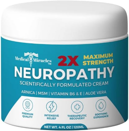2 x Kraft Neuropathy Nerve Therapy Max Potency Relief Cream for Feet, Hands, Legs and Toes - Enriched with Arnica, Vitamin B6, Aloe Vera, MSM - Expertly Made for Extraordinary