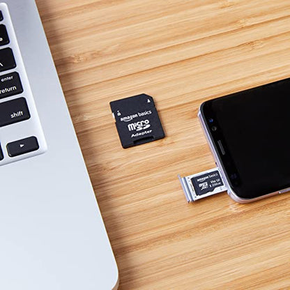 Amazon Basics microSDXC Speicherkarte mit Full-Size Adapter, A2, U3, Lesegeschwindigkeit bis zu 100 MB/s, 128 GB, Schwarz