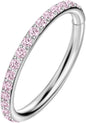 16G, 8mmSilver, Light Pink Cz