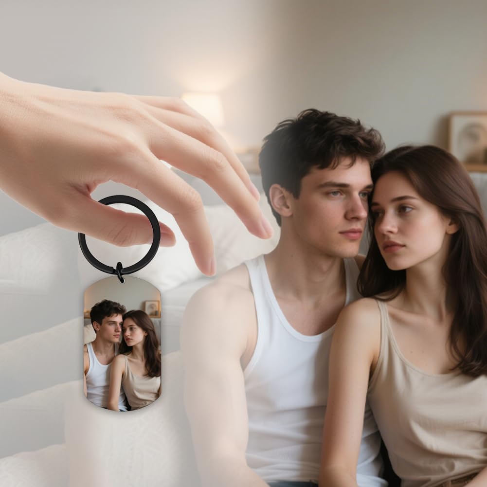 Personalisierter Schlüsselanhänger mit individuellem Foto & Text | Valentinstagsgeschenk für Ihn, Freund, Ehemann - Geschenk für Männer, Verlobten, Vater