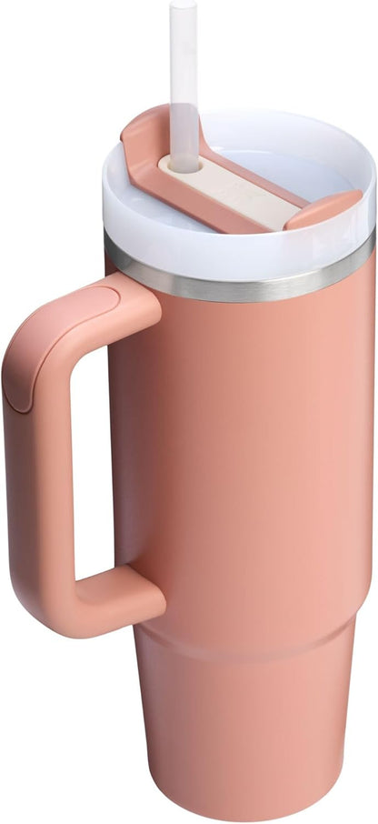 Vaso Stanley Quencher H2.0 con asa y pajita de 40 oz | Tapa Flowstate de 3 posiciones | Compatible con portavasos para viajes | Vaso térmico de acero inoxidable | Sin BPA | Arándano