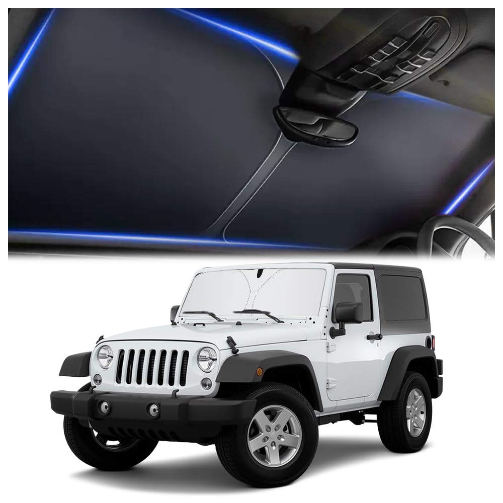 300T Thickened Automotive Glass Sunshade and Comes with Storage Bag,Keep Car Interior Cool,Universal Windshield Sun Shade Fit for Cars,Trucks,SUVs (L: 57.08 * 31.5 inch)