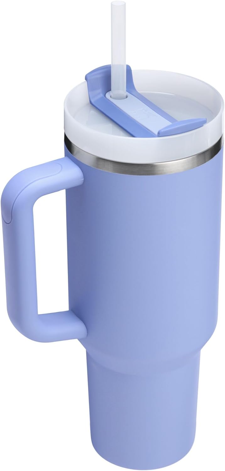Vaso Stanley Quencher H2.0 con asa y pajita de 40 oz | Tapa Flowstate de 3 posiciones | Compatible con portavasos para viajes | Vaso térmico de acero inoxidable | Sin BPA | Arándano