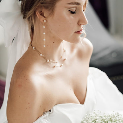 Trinckle Silber Tropfenohrringe mit Perlen, Silber Hängeohrringe für Frauen 5mm Brautperlen Lange Ohrringe für Muttertag, Weiß Boho Accessoires Hochzeitsschmuck, Silber Statement Ohrringe für Abschlussball Geburtstag