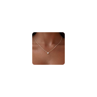 Tewiky Dainty 14k Gold Plated/Silver Cubic Zirconia Necklaces for Women, Simple CZ Jewelry Necklaces Trendy Gifts