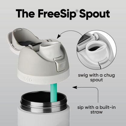 Owala FreeSip Isolierte Edelstahl-Wasserflasche mit Strohhalm für Sport und Reisen, BPA-frei, 710 ml, Shy Marshmallow