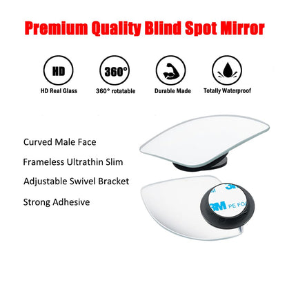 Ampper Blind Spot Mirror, 2" Round HD Glass Frameless Convex Rear View Mirror, Pack of 2