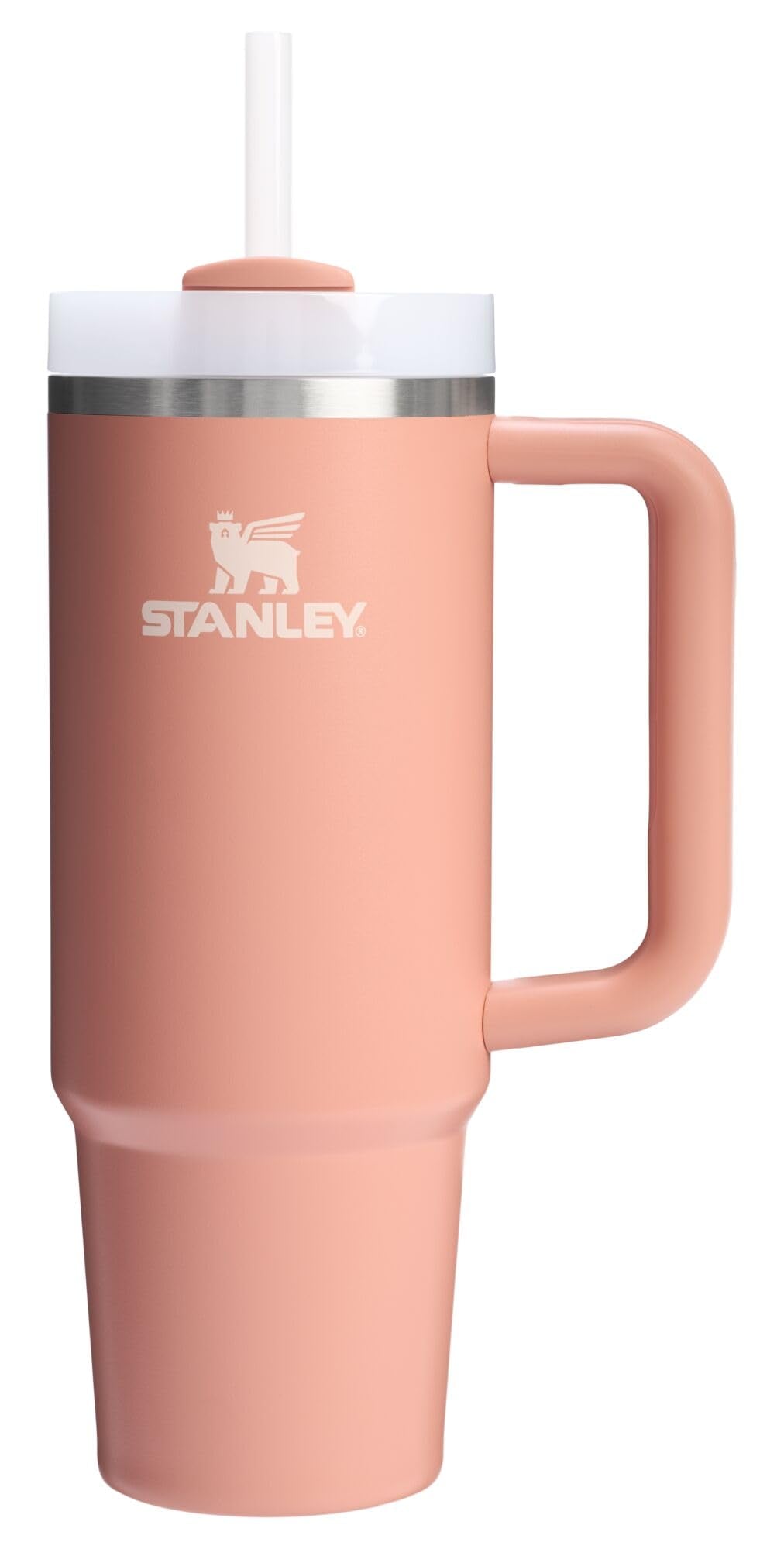 Stanley Quencher H2.0 Tumbler with Handle and Straw 40 oz | Flowstate 3-Position Lid | Cup Holder Compatible for Travel | Insulated Stainless Steel Cup | BPA-Free | Almond Rose