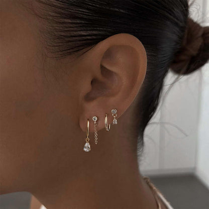 Gold Earrings For Women, Dainty Huggie Earrings Stack 14K Gold Plated Pearl Dangle Earrings for Women Trendy Cute Hypoallergenic Unique Gold Earring Stack Fashion Gold Jewelry Gifts
