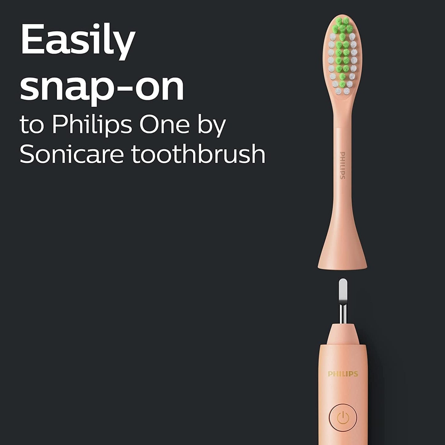 Philips One by Sonicare Ersatzbürstenköpfe, 2er-Pack, Schwarz, Kompatibel mit Philips One elektrische Zahnbürste, BH1022/06