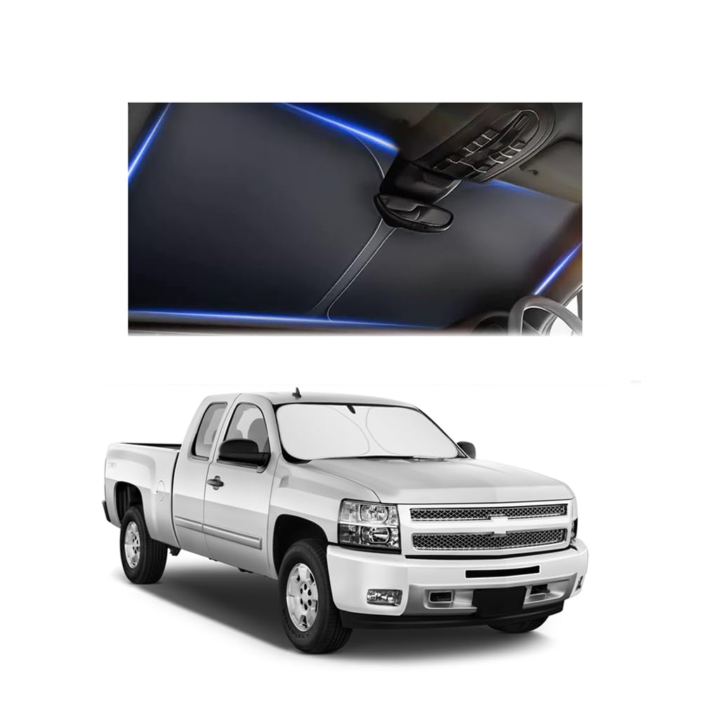300T Thickened Automotive Glass Sunshade and Comes with Storage Bag,Keep Car Interior Cool,Universal Windshield Sun Shade Fit for Cars,Trucks,SUVs (L: 57.08 * 31.5 inch)