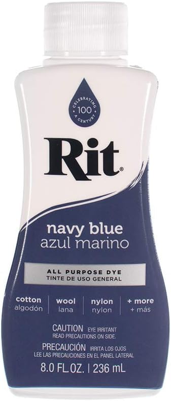 Rit Dye Liquid – Wide Selection of Colors – 8 Oz. (Navy Blue)