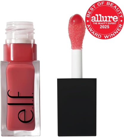 e.l.f. Glow Reviver Lip Oil, Pflegendes getöntes Lippenöl für ein hochglänzendes Finish, angereichert mit Jojobaöl, vegan & tierversuchsfrei, Rose Envy