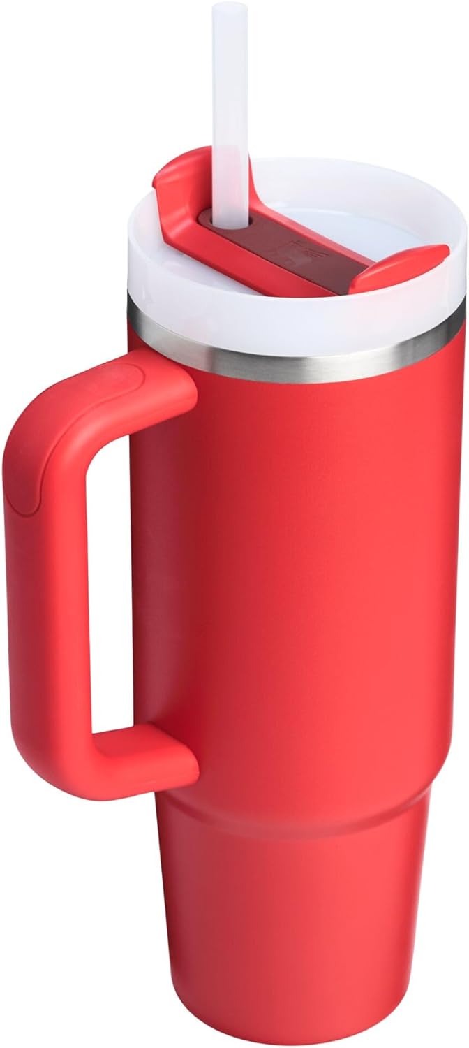 Vaso Stanley Quencher H2.0 con asa y pajita de 40 oz | Tapa Flowstate de 3 posiciones | Compatible con portavasos para viajes | Vaso térmico de acero inoxidable | Sin BPA | Arándano