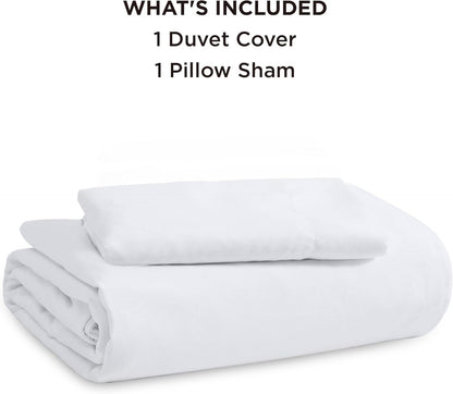 Funda nórdica blanca Bedsure, tamaño Queen, 3 piezas, aspecto de algodón prelavado, juego de cama extrasuave, incluye 1 funda nórdica de 228 x 228 cm con cierre de cremallera y 2 fundas de almohada, edredón no incluido