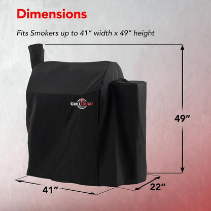 GrillTough Heavy Duty Grillabdeckung für Außengrill, 147 cm – wasserdicht, wetterbeständig, UV- & lichtbeständig mit Befestigungsriemen – Gasgrill Abdeckung für Weber, Genesis, Charbroil etc. Schwarz