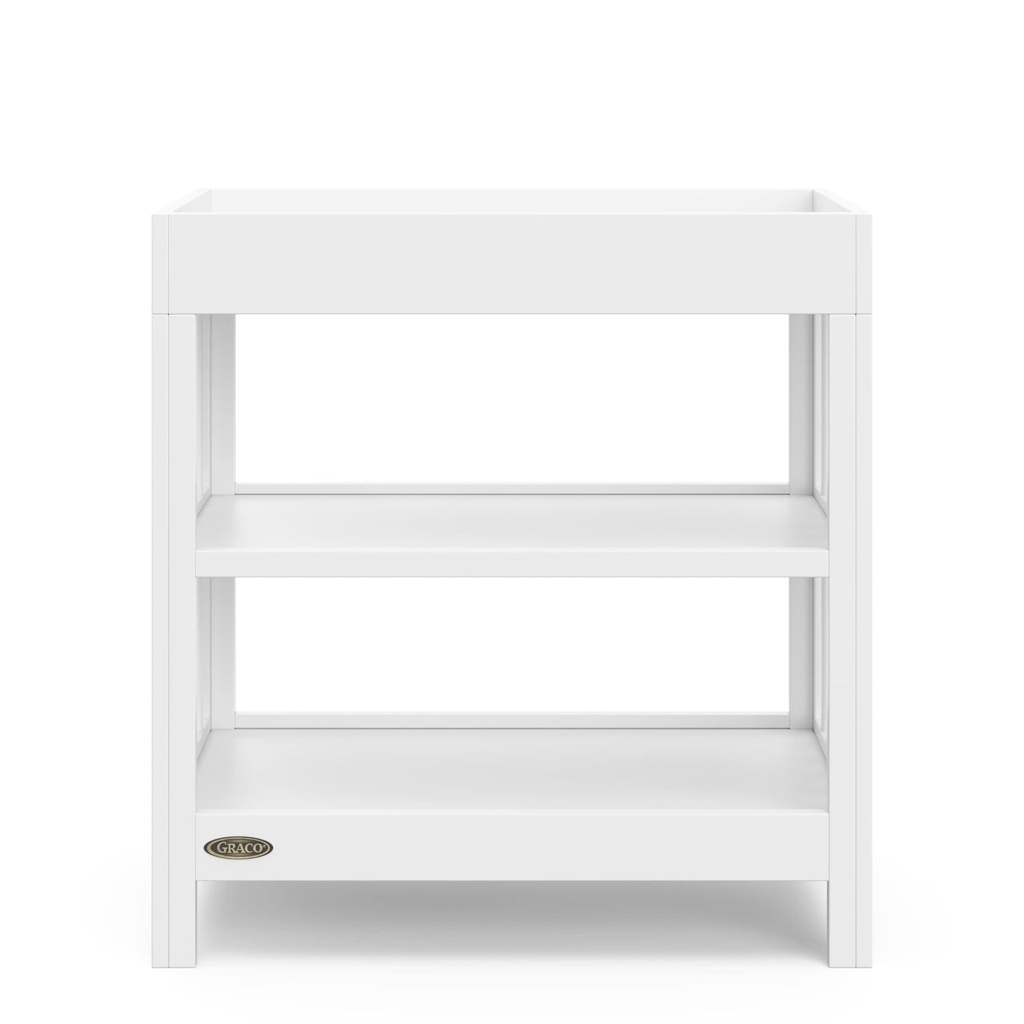 Graco Teddi Changing Table with Water-Resistant Changing Pad (Driftwood) - GREENGUARD Gold Certified, Includes Bonus Water-Resistant Changing Pad with Safety Strap, 2 Shelves, Easy-to-Match