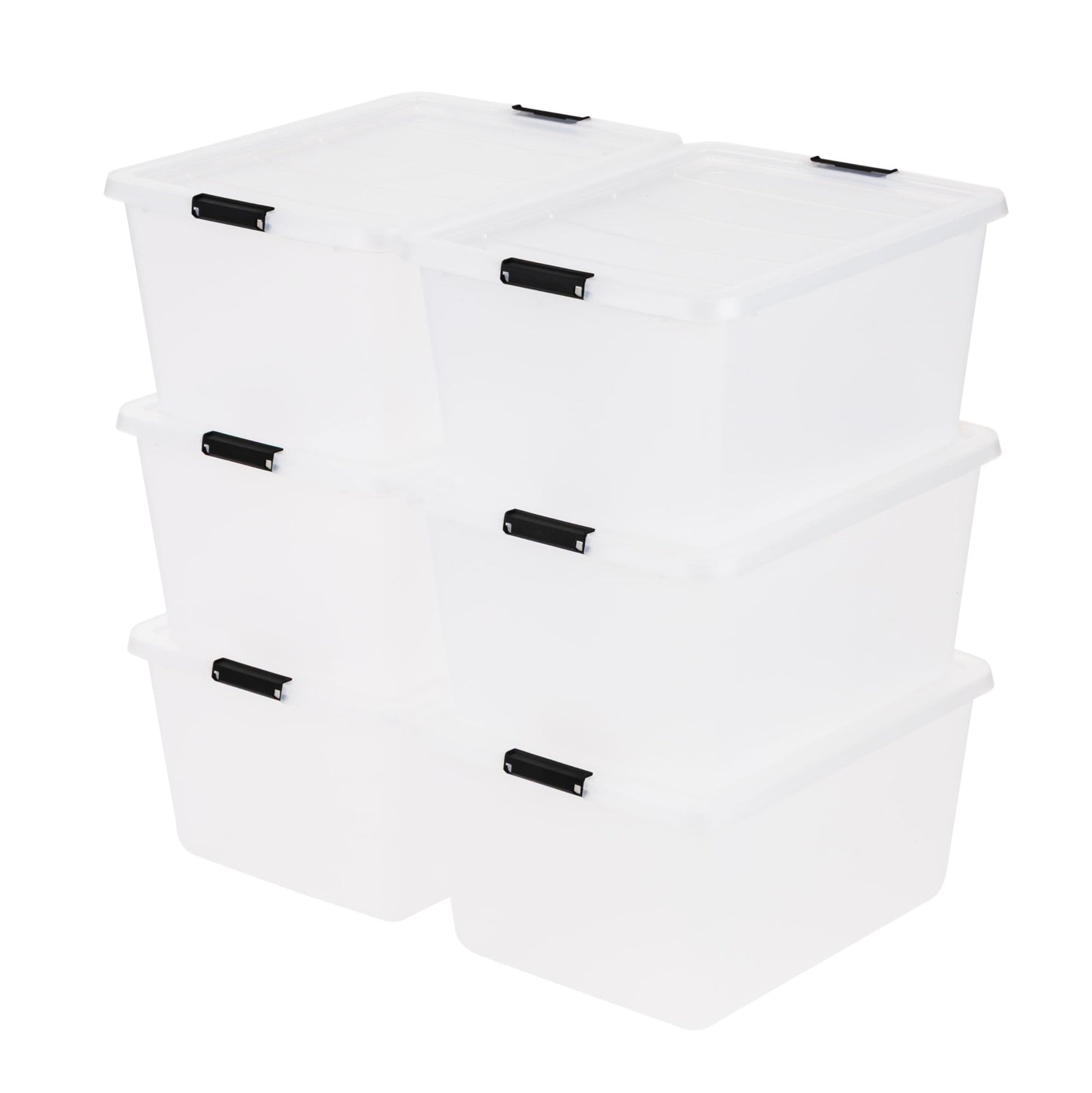 IRIS USA 6-Pack Clip Box with Latching Lids, 18 Quart Craft Storage Bins, Art & Writing Supply Containers for Home, Office & Classroom Organization