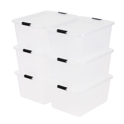 IRIS USA 6-Pack Clip Box with Latching Lids, 18 Quart Craft Storage Bins, Art & Writing Supply Containers for Home, Office & Classroom Organization