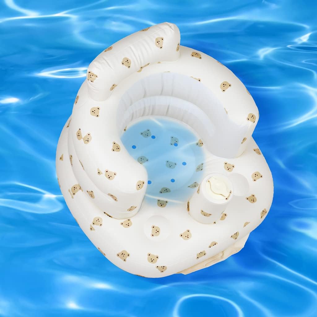 Aufblasbarer Babysitz, aufblasbarer Babystuhl für Babys ab 3 Monaten, aufblasbarer Sommerstuhl mit integrierter Luftpumpe, Baby-Bodensitz zum Sitzenlernen, Spielen, Campen, Orange
