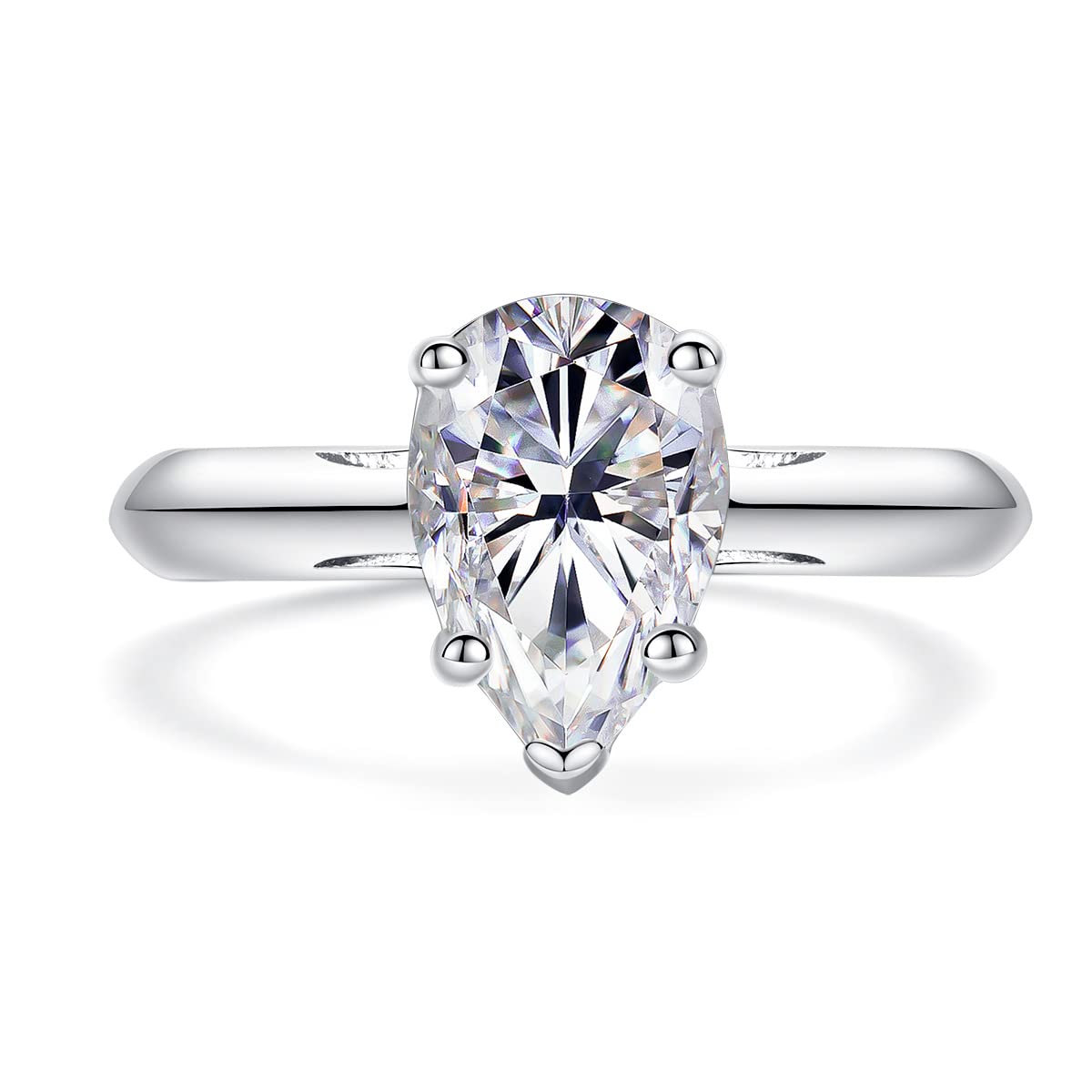 AnuClub Cushion/Emerald/Pear Moissanite Engagement Ring, D Color 925 Sterling Silver, Eternity Wedding Promise Anniversary Band Rings for Women
