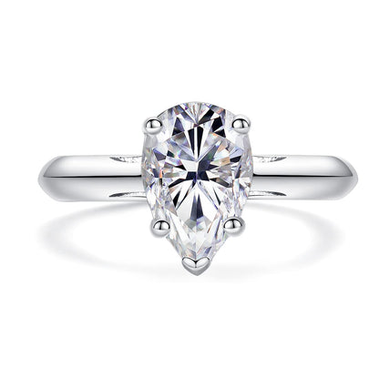 AnuClub Cushion/Emerald/Pear Moissanite Engagement Ring, D Color 925 Sterling Silver, Eternity Wedding Promise Anniversary Band Rings for Women