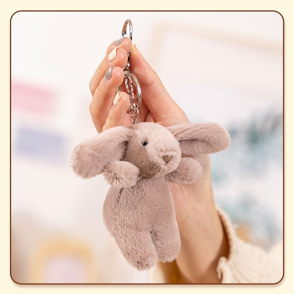 Niedlicher Hasen-Plüsch-Schlüsselanhänger für Handtasche, 3,5 Zoll Mini-Kaninchen-Schlüsselanhänger für Rucksack, Handtaschen-Anhänger, Geschenk für Mädchen und Frauen