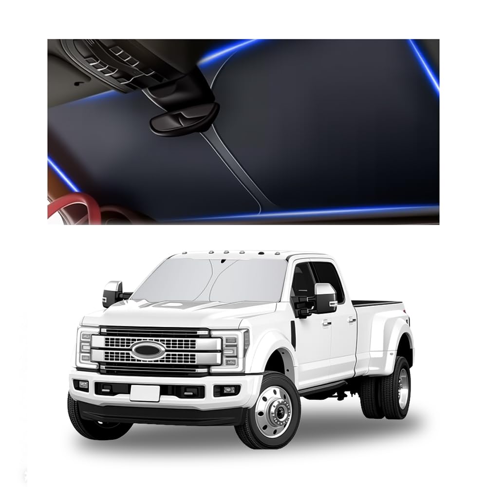 300T Thickened Automotive Glass Sunshade and Comes with Storage Bag,Keep Car Interior Cool,Universal Windshield Sun Shade Fit for Cars,Trucks,SUVs (L: 57.08 * 31.5 inch)