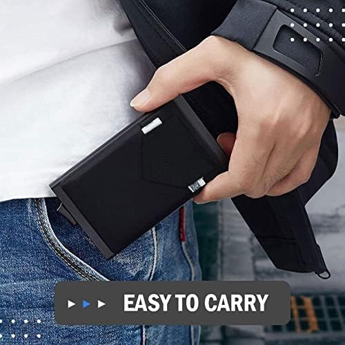 YESIIW Minimalistisches Pop-up-Kartenetui für Herren, RFID-blockierend | Schlankes Visitenkartenetui mit Geldfach | Aluminium-Metall-Bankkartenetui für Scheine, Münzen und Debitkarten