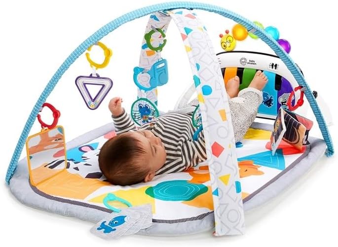 Baby Einstein 4-in-1 Kickin' Tunes Musik- und Sprachspielmatte und Klavier-Bauchlage-Aktivitätsmatte