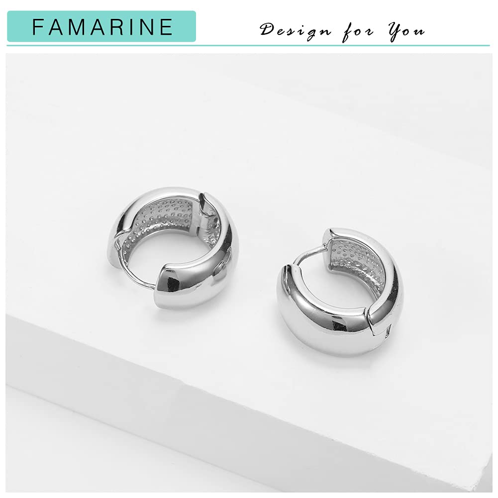 FAMARINE Gold Chunky Creolen für Damen, 0,8 Zoll Gold Creolen Huggie Ohrringe für Herren