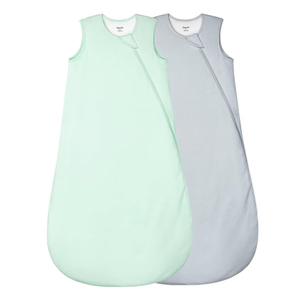 Supersoft Rayon Made from Bamboo Sleep Sack 3-6 Months Newborn Sleep Sack 0-3 Months 1.0 Tog Baby Wearable Blanket with 2-Way Zipper Unisex Sleeping Bag for Babies (2 Pack) Green & Blue
