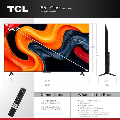 TCL 43-Inch Q6 QLED 4K UHD Smart TV with Fire TV (43Q651F, 2025 Model) Dolby Vision, HDR PRO+, Dolby Atmos, Alexa Built-in with Voice Remote, Apple AirPlay 2 Compatibility, Streaming Television